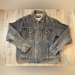 Vintage Mens HARLEY DAVIDSON Embroidered Logo Denim Jean Jacket Med